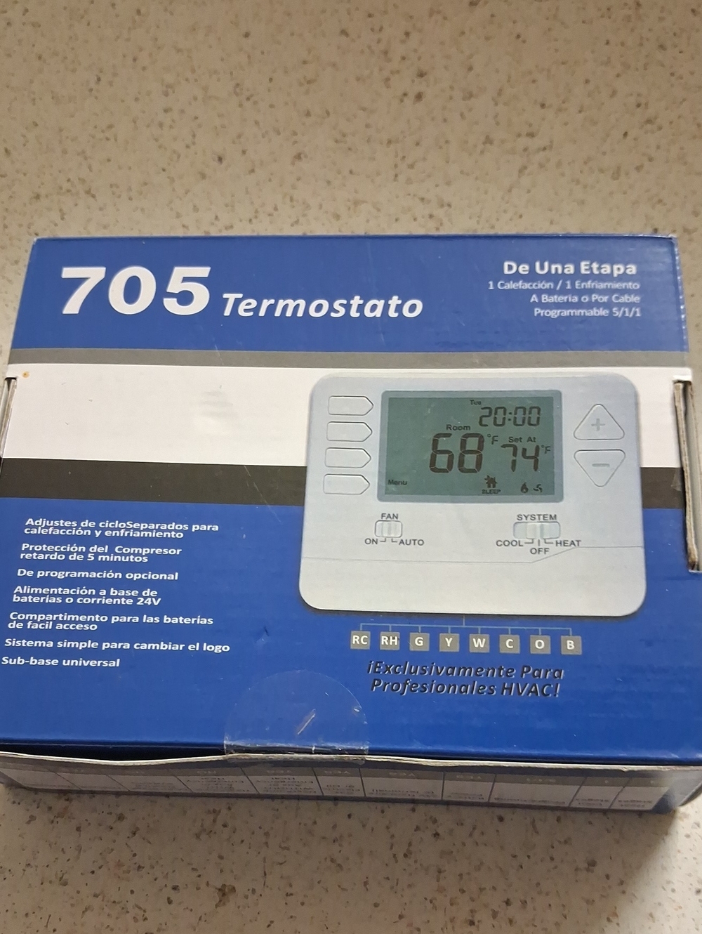 705 Termostato Programmable Digital Thermostat - White/Blue Packaging